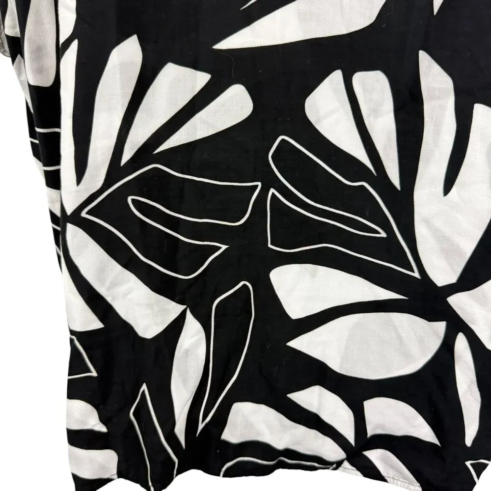 Chicos Printed Boarder Ruana Reversible Womens Open Kimono Jacket Black sz S / M